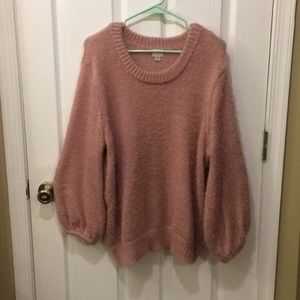 Oversized fuzzy pink sweater